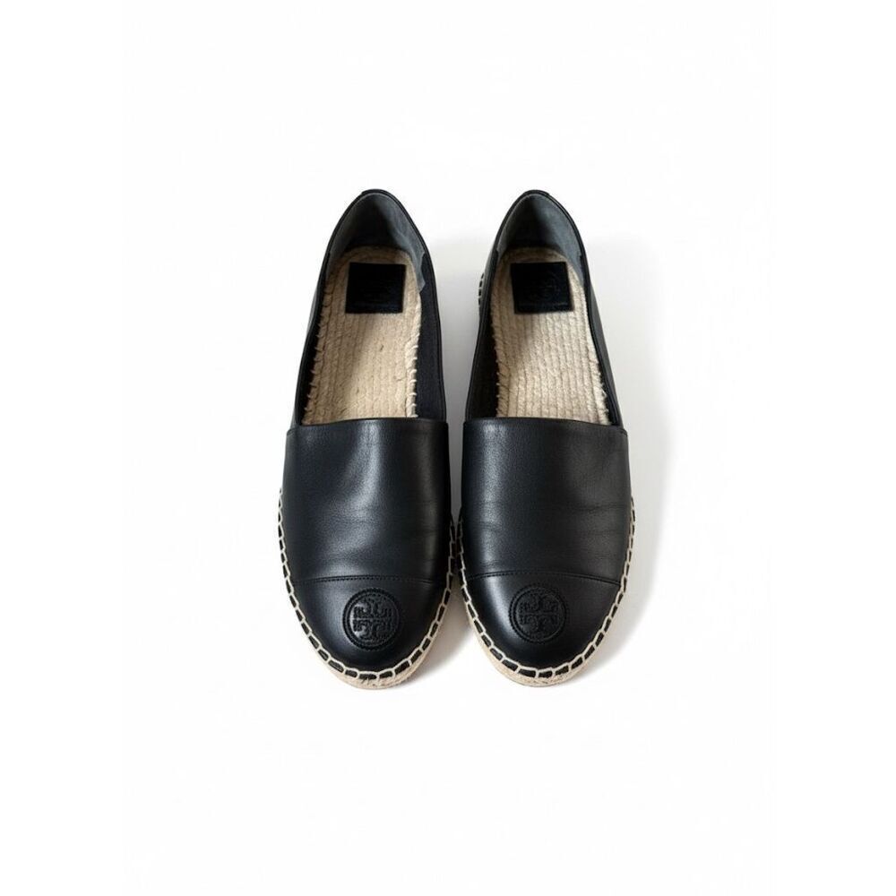 Tory Burch Black Nappa Leather Espadrille‎ Flats 9.5